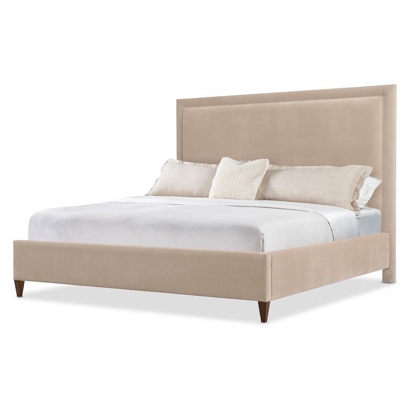 Archives Queen Upholstered Bed with Beige Fabric by Hooker Furnishings