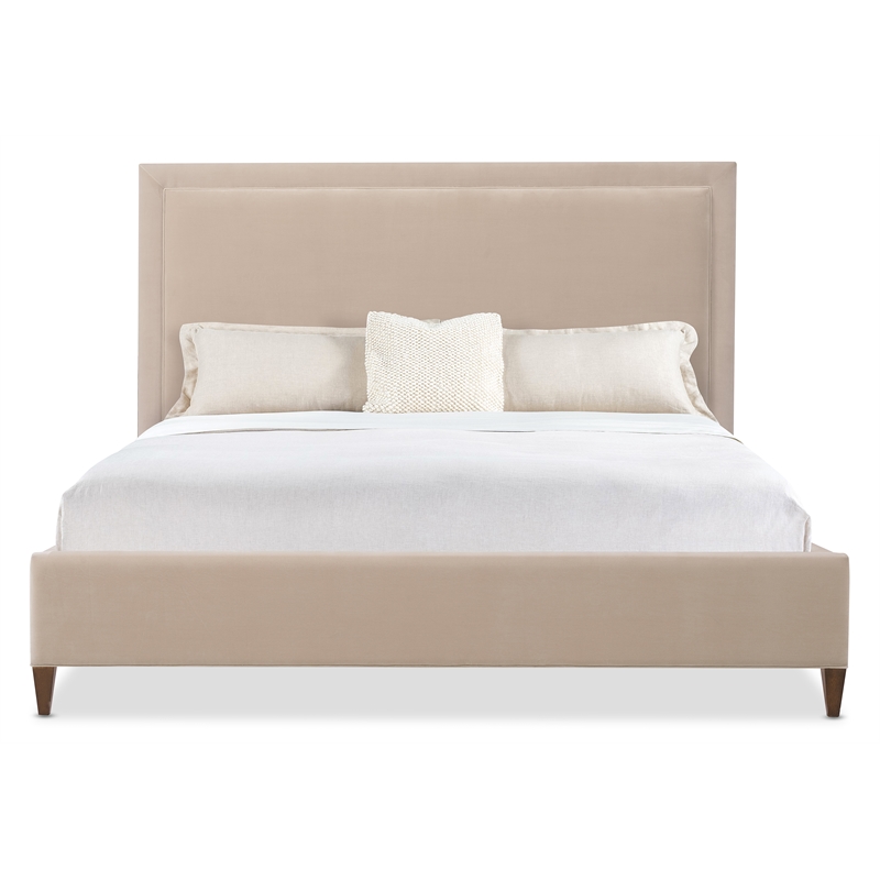 Archives Queen Upholstered Bed with Beige Fabric by Hooker Furnishings