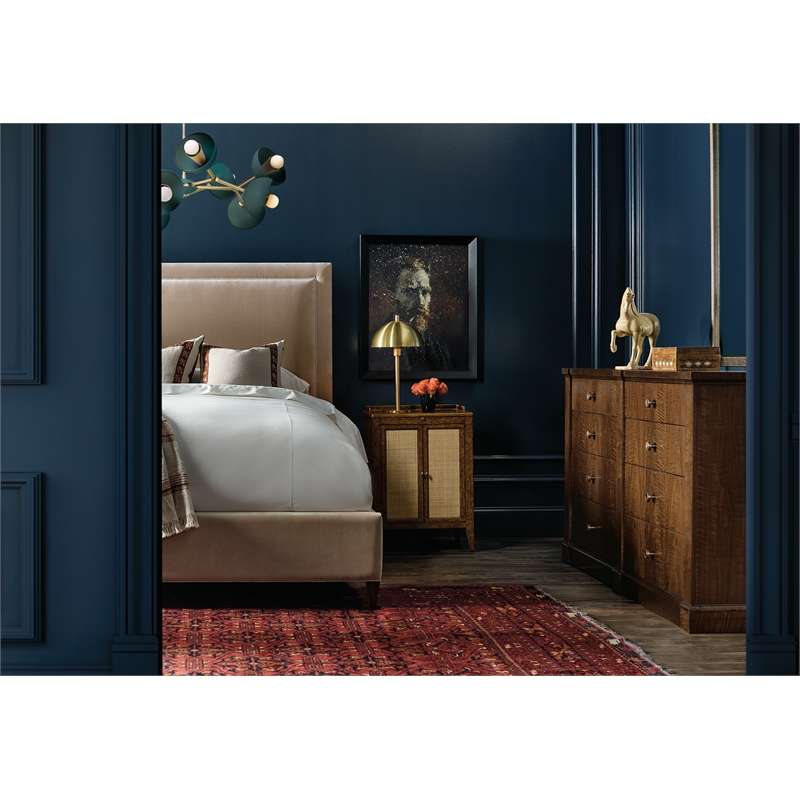 Archives Queen Upholstered Bed with Beige Fabric by Hooker Furnishings
