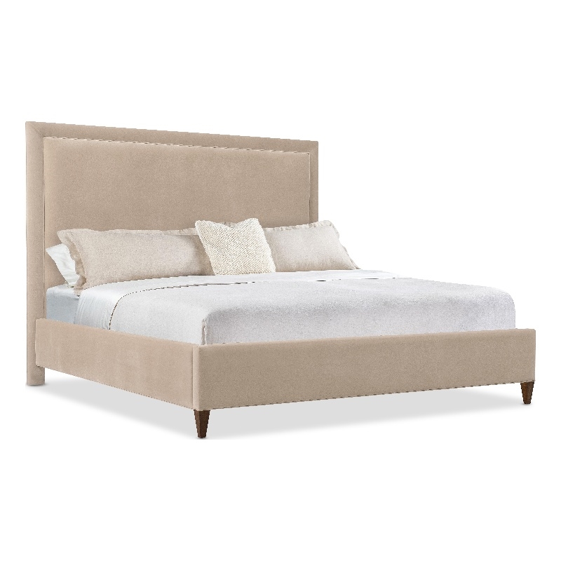 Archives Queen Upholstered Bed with Beige Fabric by Hooker Furnishings