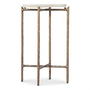 Melange Je Suis Petit Spot Table with Stone Top on a Gold Metal Base by Hooker
