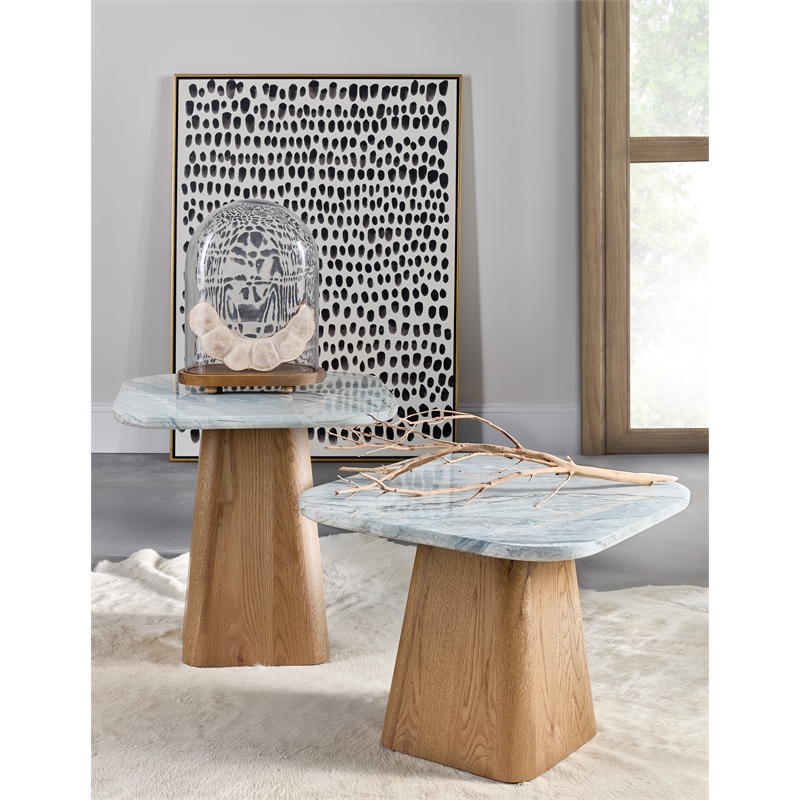 Commerce and Market Hudson High Nesting Table w/ Stone Top on Natural Wood Base