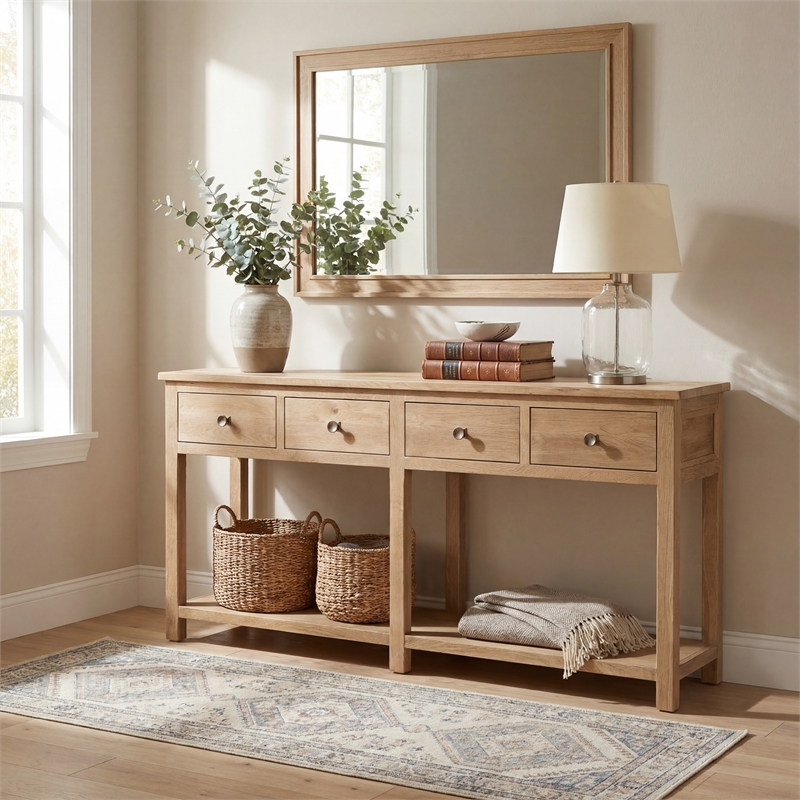 Driftwood 4-Drawer Sideboard in Light Brown Wood by Hooker Furniture