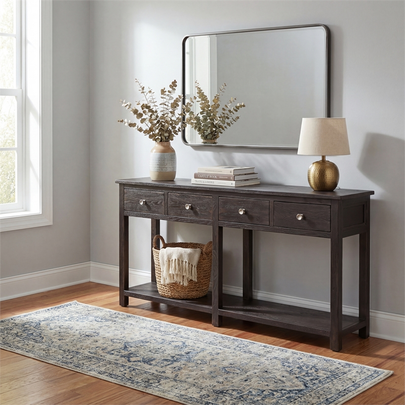 Driftwood 4-Drawer Sideboard in Black Wood by Hooker Furniture