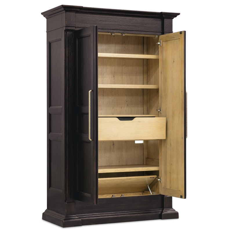 Driftwood Bar-Pull Wardrobe in Black Wood by Hooker Furniture