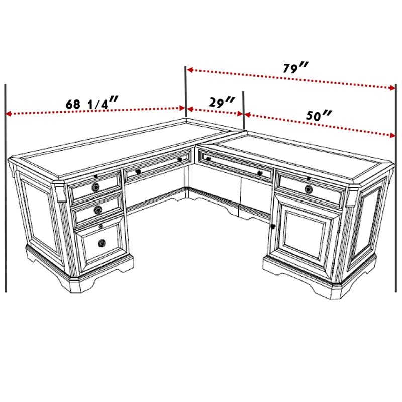 Hooker Furniture Brookhaven Executive L Shaped Computer Desk