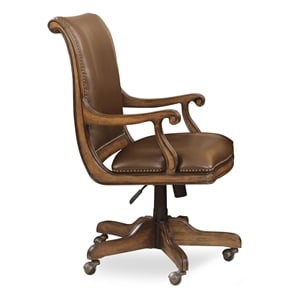Brookhaven Leather Desk Office Chair in Medium Clear Cherry by Hooker Furniture