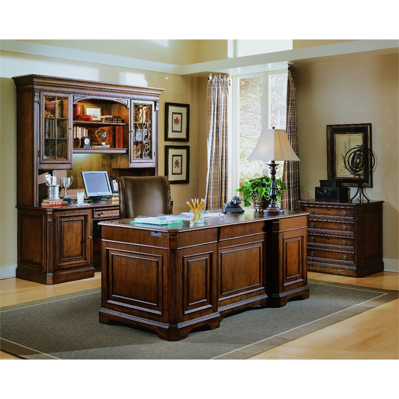 Brookhaven Leather Desk Office Chair in Medium Clear Cherry by Hooker Furniture