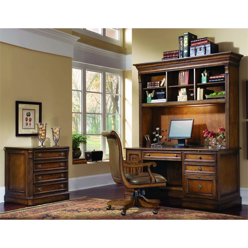 Brookhaven Leather Desk Office Chair in Medium Clear Cherry by Hooker Furniture