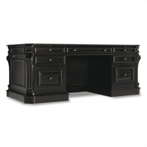 Telluride 76&quot Executive Wood Desk with Leather Top in Black by Hooker Furniture