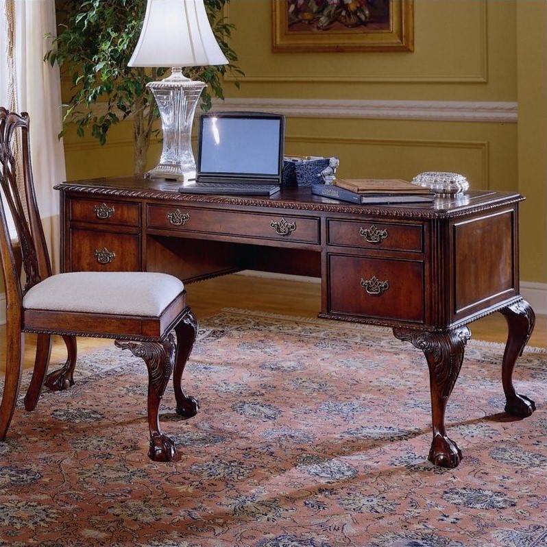 Seldens Home Furnishings Furniture Ball And Claw Computer Furniture Ball And Claw Computer Desk In Dark Cherry Img
