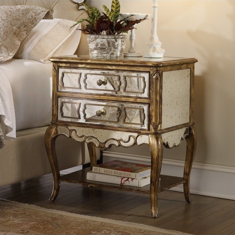 Hooker Furniture Sanctuary Mirrored Leg Traditional Nightstand in Bling