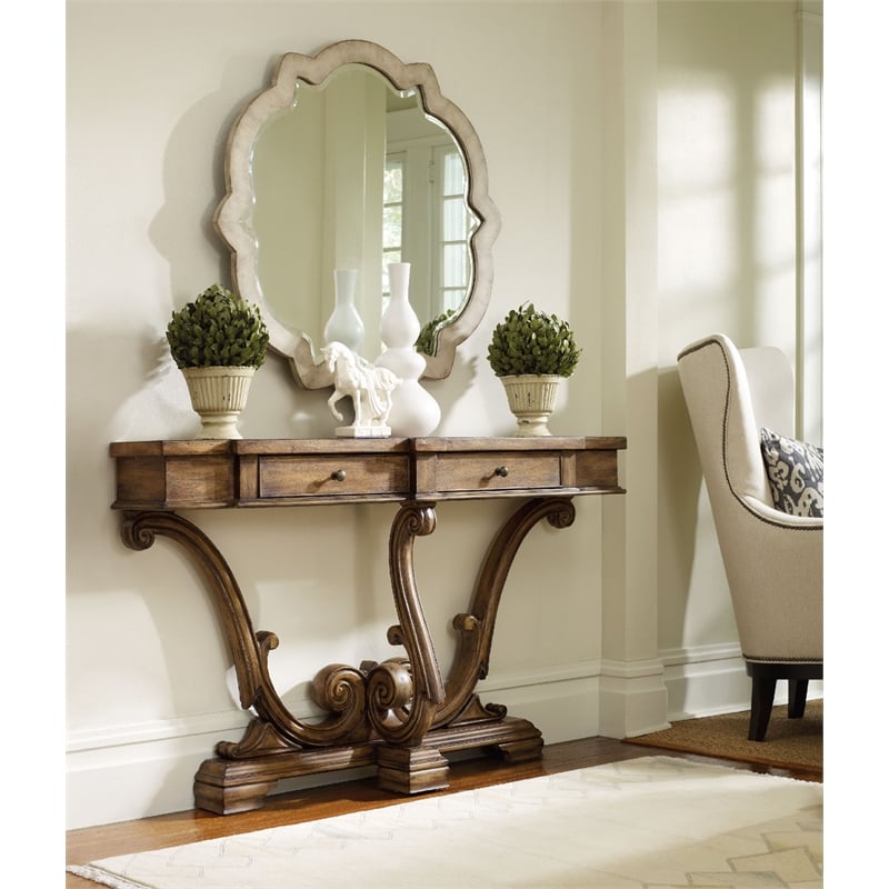 Sanctuary Wood Console Table in Amber Sands Brown Finish by Hooker Furniture