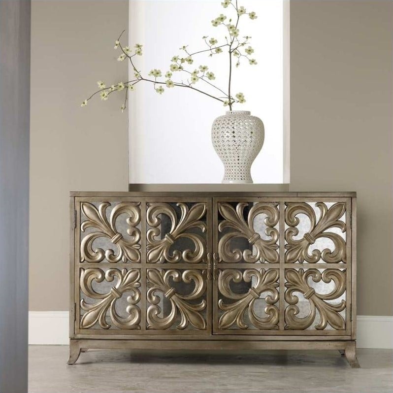 Hooker Furniture Melange Metallic Fleur-de-lis Mirrored Credenza