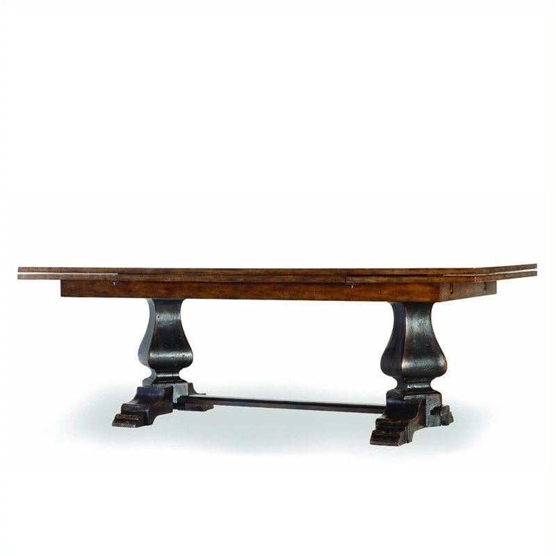 Hooker Furniture Sanctuary Refectory Dining Table in Ebony and Drift