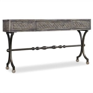 Melange 3-Drawer Ravenna Console Table in Weathered Gray w/ Metal Base by Hooker