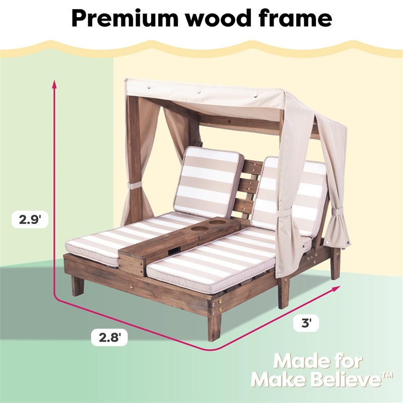 KidKraft Double Chaise Lounge with Cup Holder in Espresso and Oatmeal