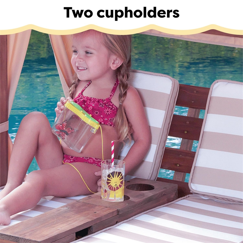 KidKraft Double Chaise Lounge with Cup Holder in Espresso and Oatmeal
