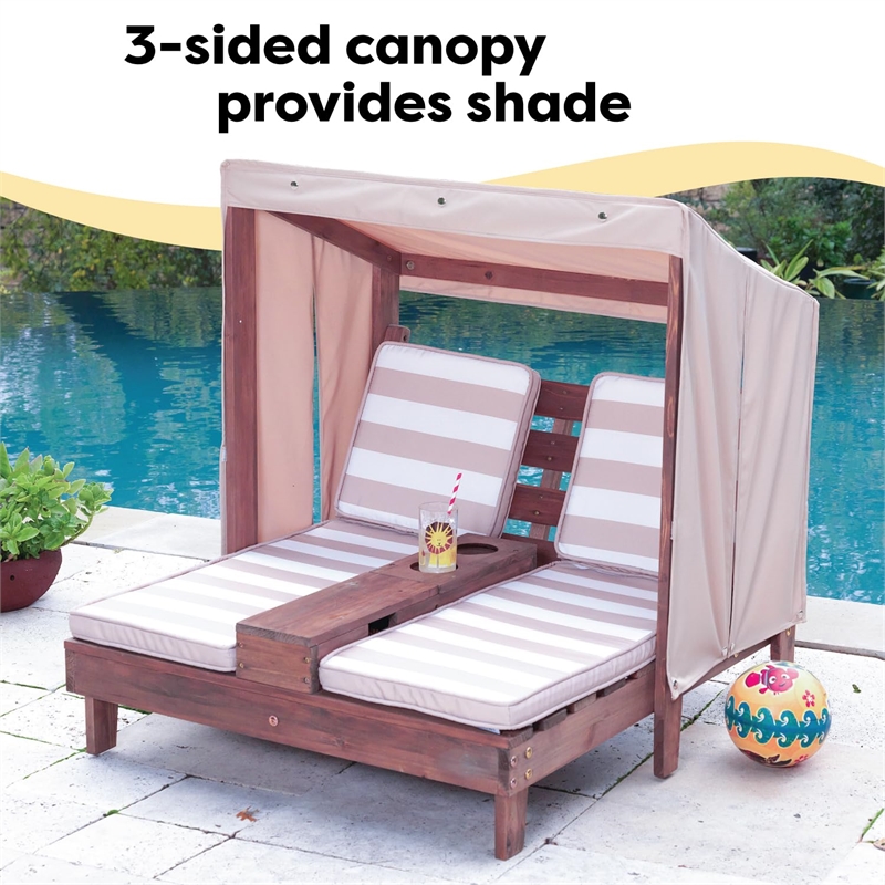 KidKraft Double Chaise Lounge with Cup Holder in Espresso and Oatmeal