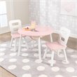 KidKraft 3 Piece Round Storage Table and Chair Set in Pink and White