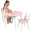 KidKraft 3 Piece Round Storage Table and Chair Set in Pink and White