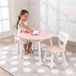 KidKraft 3 Piece Round Storage Table and Chair Set in Pink and White