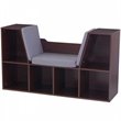 KidKraft 6 Cubby Bookcase with Reading Nook in Espresso Fabric