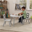 KidKraft 3 Piece Storage Table and Chair Set in Gray and White