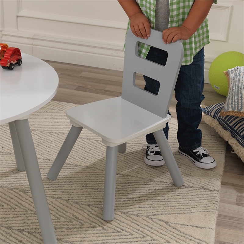 KidKraft 3 Piece Storage Table and Chair Set in Gray and White