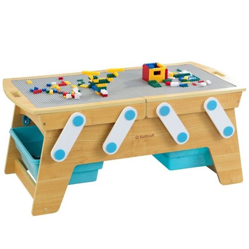 KidKraft Building Bricks Play N Store Activity Table in Natural