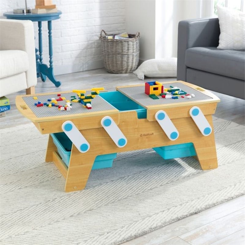 KidKraft Building Bricks Play N Store Activity Table in Natural