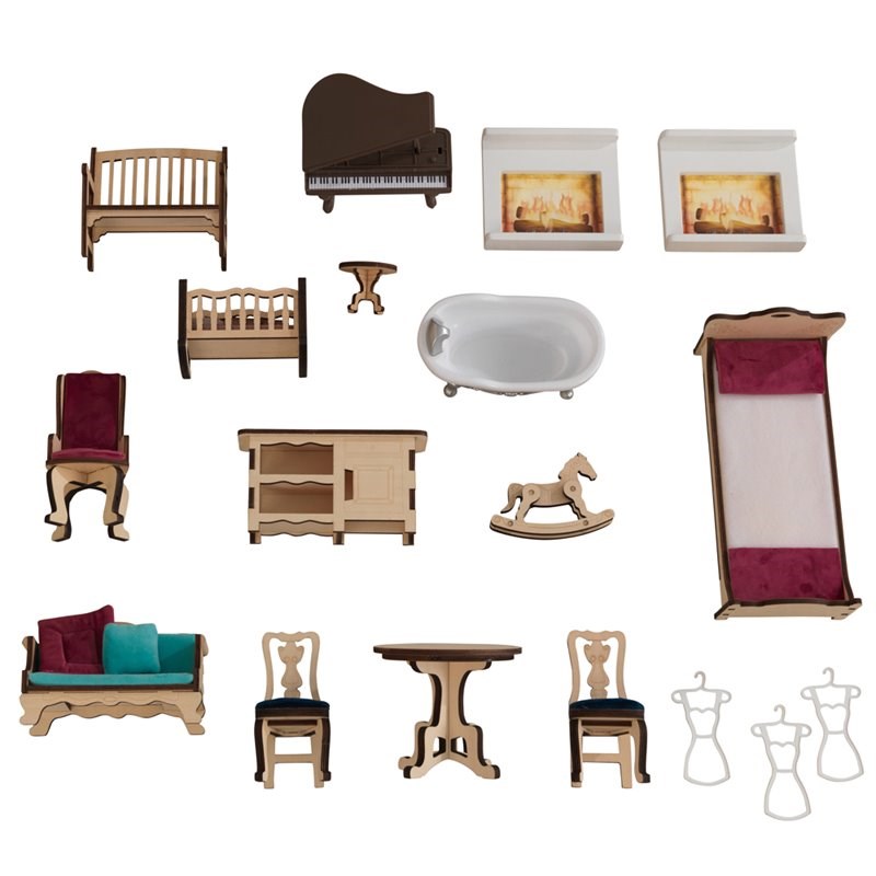 KidKraft 20 Piece Grand Anniversary Dollhouse in Blue and White
