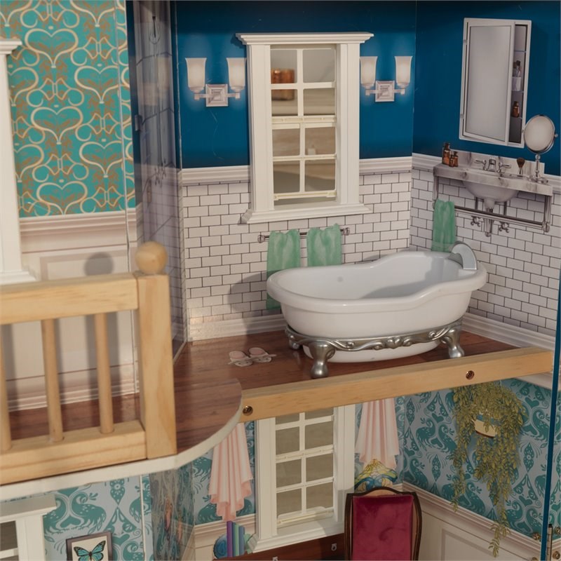 KidKraft 20 Piece Grand Anniversary Dollhouse in Blue and White