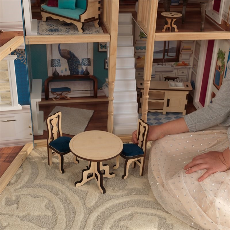 KidKraft 20 Piece Grand Anniversary Dollhouse in Blue and White
