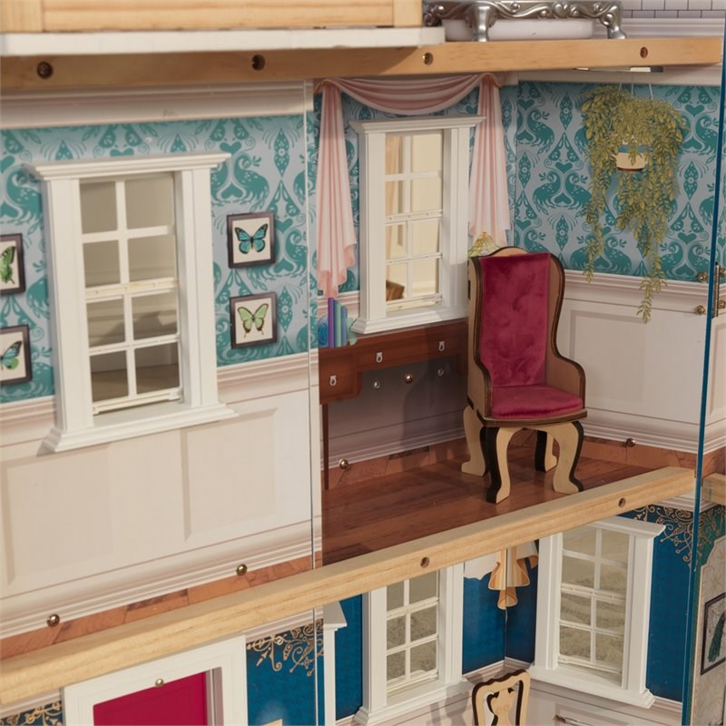 KidKraft 20 Piece Grand Anniversary Dollhouse in Blue and White