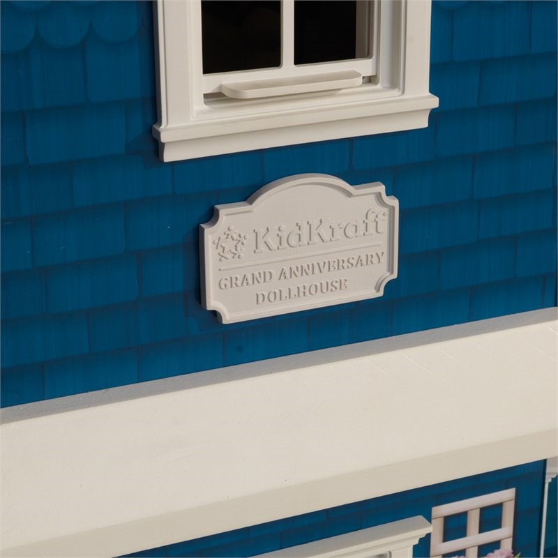 KidKraft 20 Piece Grand Anniversary Dollhouse in Blue and White