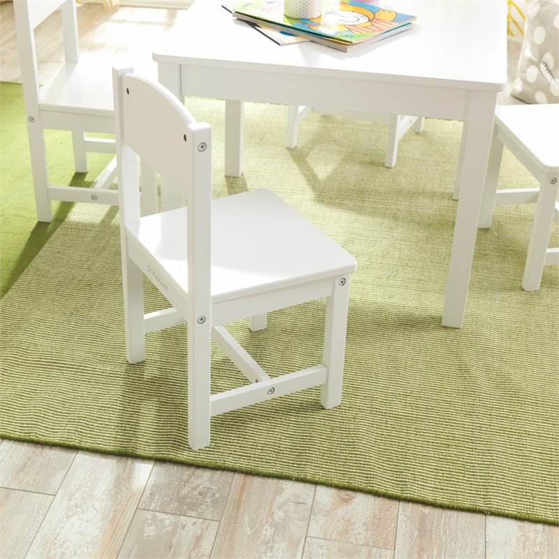 KidKraft 5 Piece Farmhouse Table and Chair Set in White