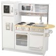 2 Piece Modern White Play Kitchen with Colorful Storage Bin Set