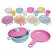 Girls Play Kitchen Set and 27 Piece Kitchen Dish Play Set in Pastel