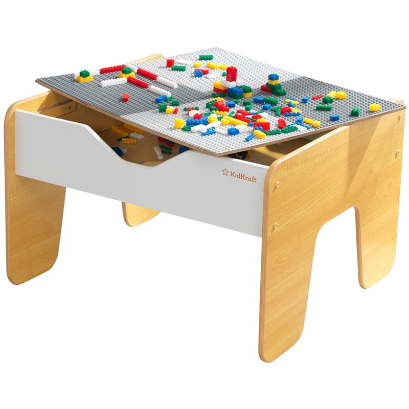 Kidkraft 2 in 1 Wooden Activity Table with Board in Gray and Natural
