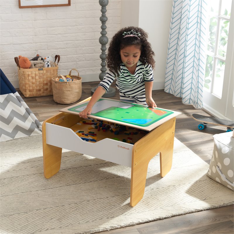 Kidkraft 2 in 1 Wooden Activity Table with Board in Gray and Natural