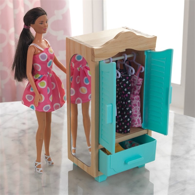 Kidkraft 8 Piece Wooden Plastic Master Closet Dollhouse Accessory Pack