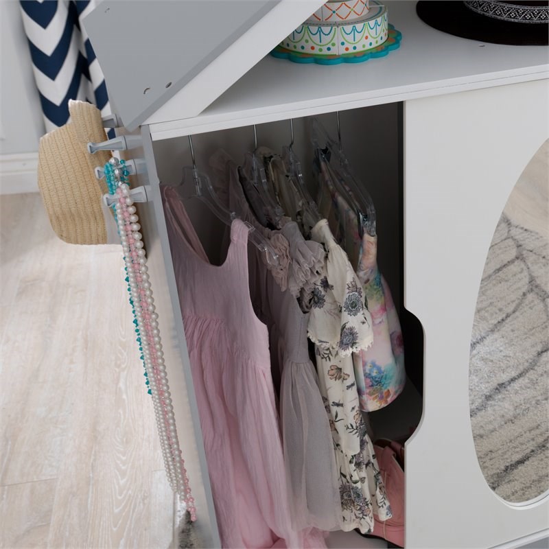 Kidkraft 2 Piece Dress Up Wooden Armoire and Vanity in White and Gray
