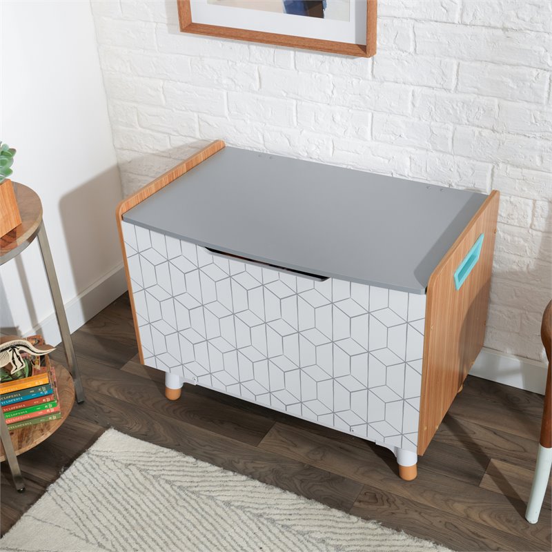 Kidkraft Mid-Century Kid Plastic Lift Top Wooden Toy Box