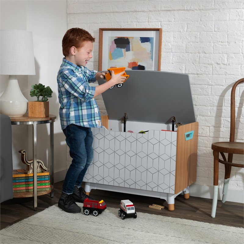 Kidkraft Mid-Century Kid Plastic Lift Top Wooden Toy Box