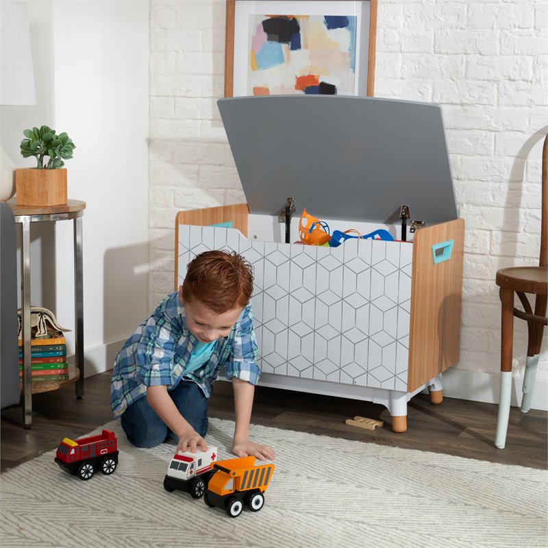 Kidkraft Mid-Century Kid Plastic Lift Top Wooden Toy Box