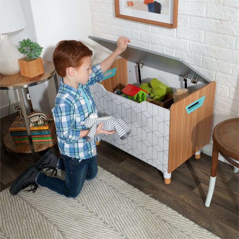 Kidkraft Mid-Century Kid Plastic Lift Top Wooden Toy Box