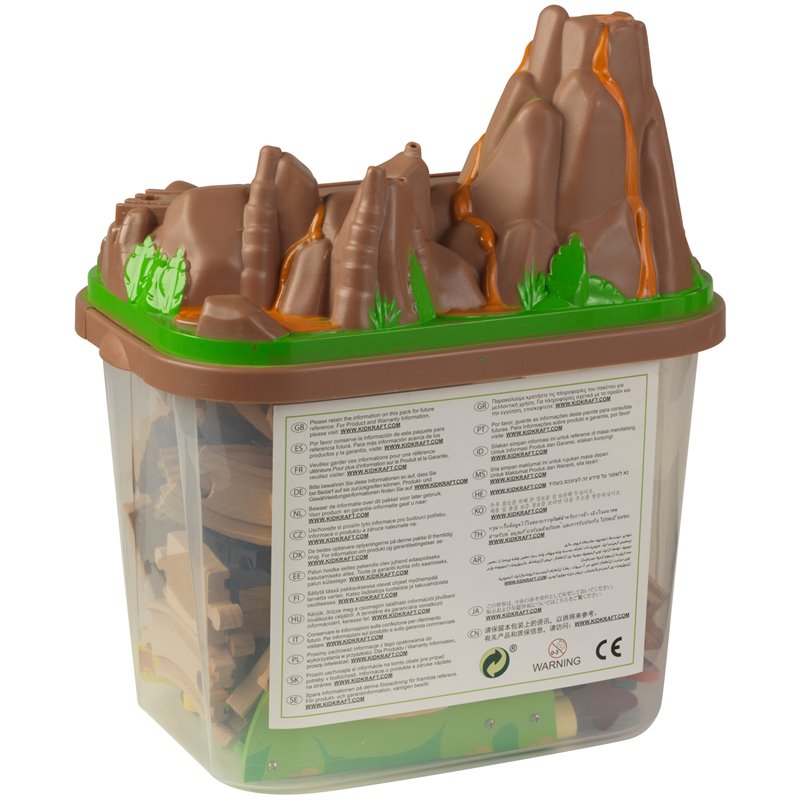Kidkraft 56 Piece Dinosaur Bucket Top Wooden Plastic Train Set