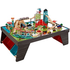 Kidkraft 85 Piece Pacific Railway Wooden Plastic Train Table Set
