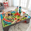 Kidkraft 85 Piece Pacific Railway Wooden Plastic Train Table Set
